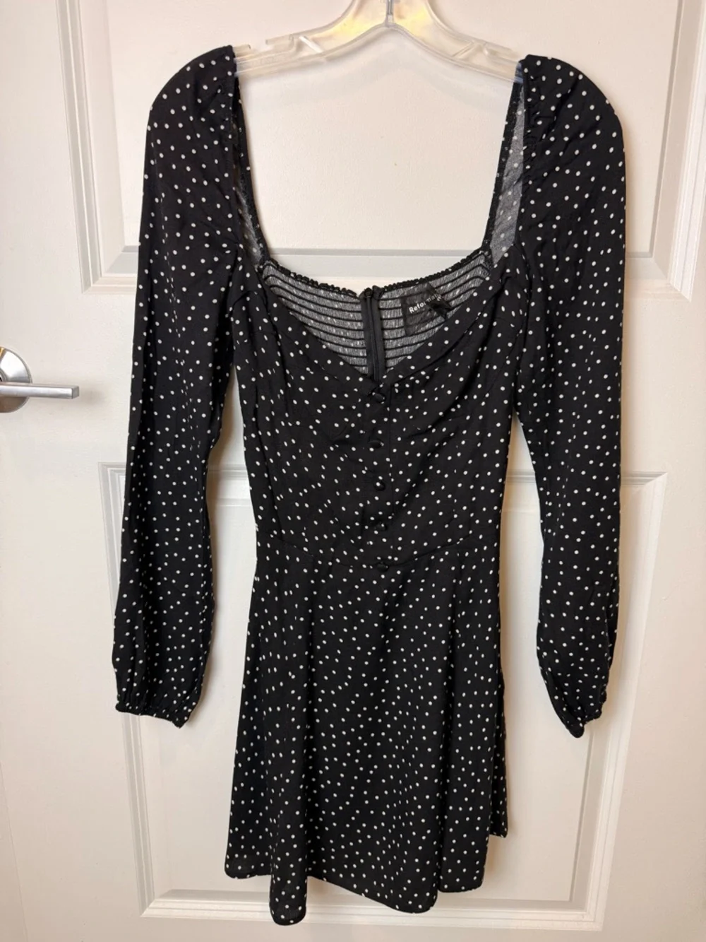 Reformation Black Polka‎ Dot Sweetheart Mini Dress Size 6 Preowned